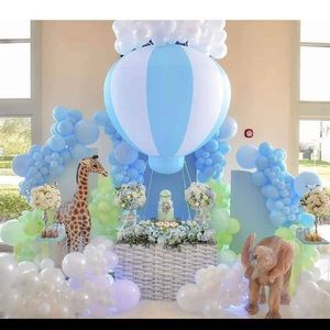 5ft Half Hot Air Balloon, Baby Shower Party Decoration Balloon with Air Pump